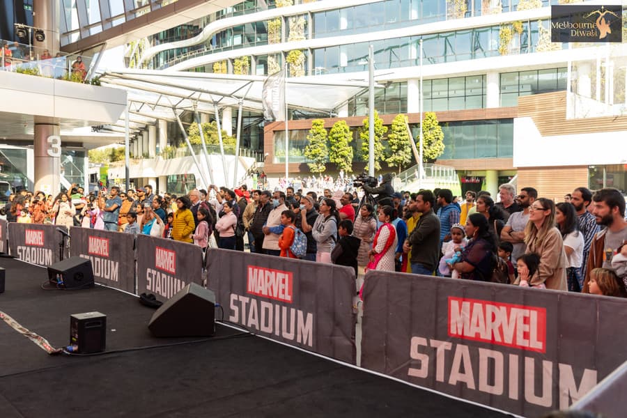 Crowd outside Marvel Stadium