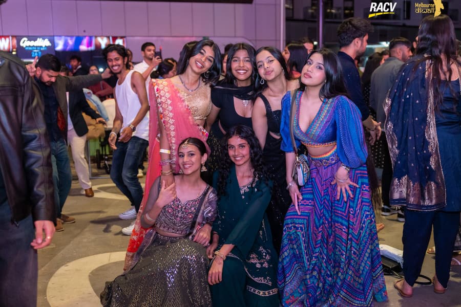 Friends in traditional attire