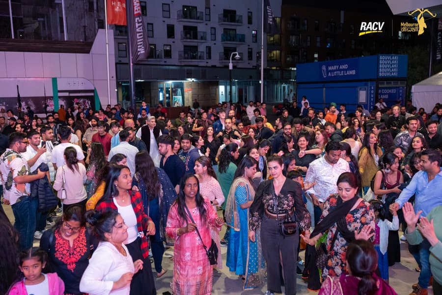 Crowd dancing at Diwali Melbourne